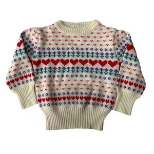 Vintage 1980s VBH Just 4 Kids Knitted Acrylic Sweater Heart Valentine’s Sz 4